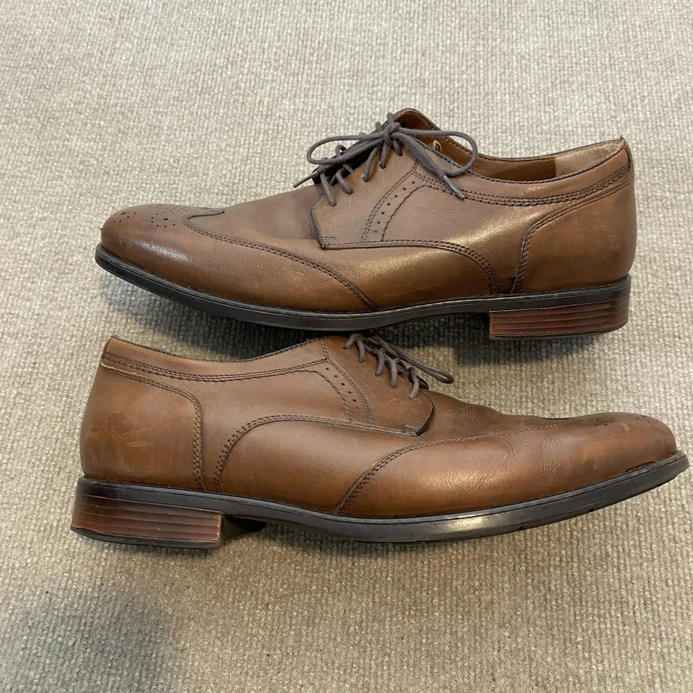 Johnston & Murphy Shoes‎ Mens Size 12 M Brown Leather Wingtip Derby Dress XC4